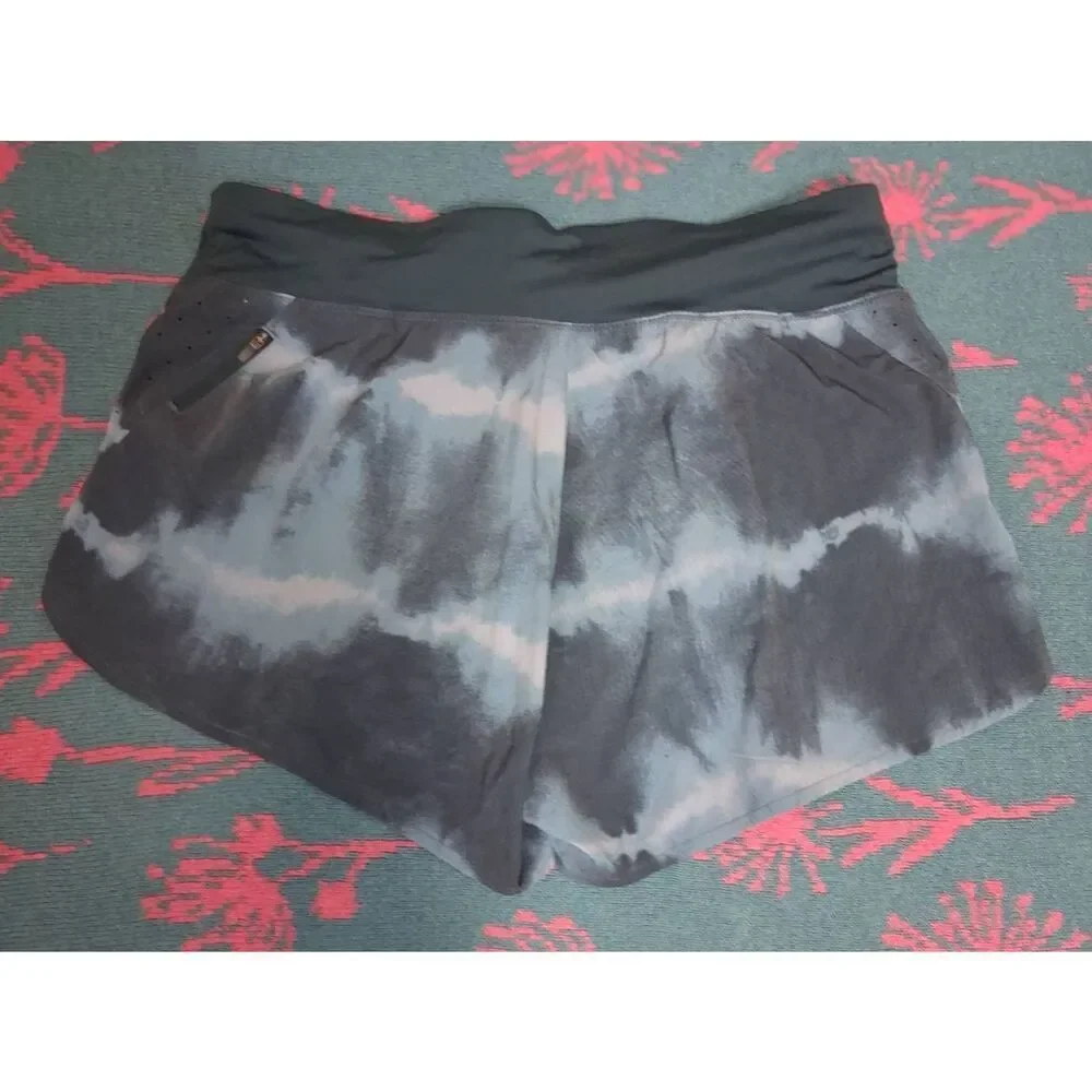 Nike dri fit womens xl running shorts gray blue lined gym fitness